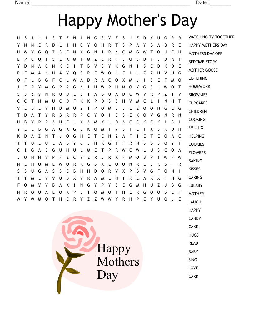 Happy Mother s Day Word Search WordMint