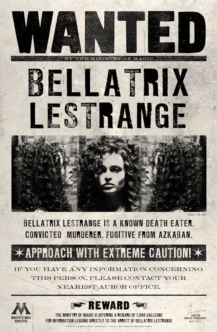 Harry Potter Bellatrix s Wanted 11 X 17 Collector s Poster Print B2G1F EBay