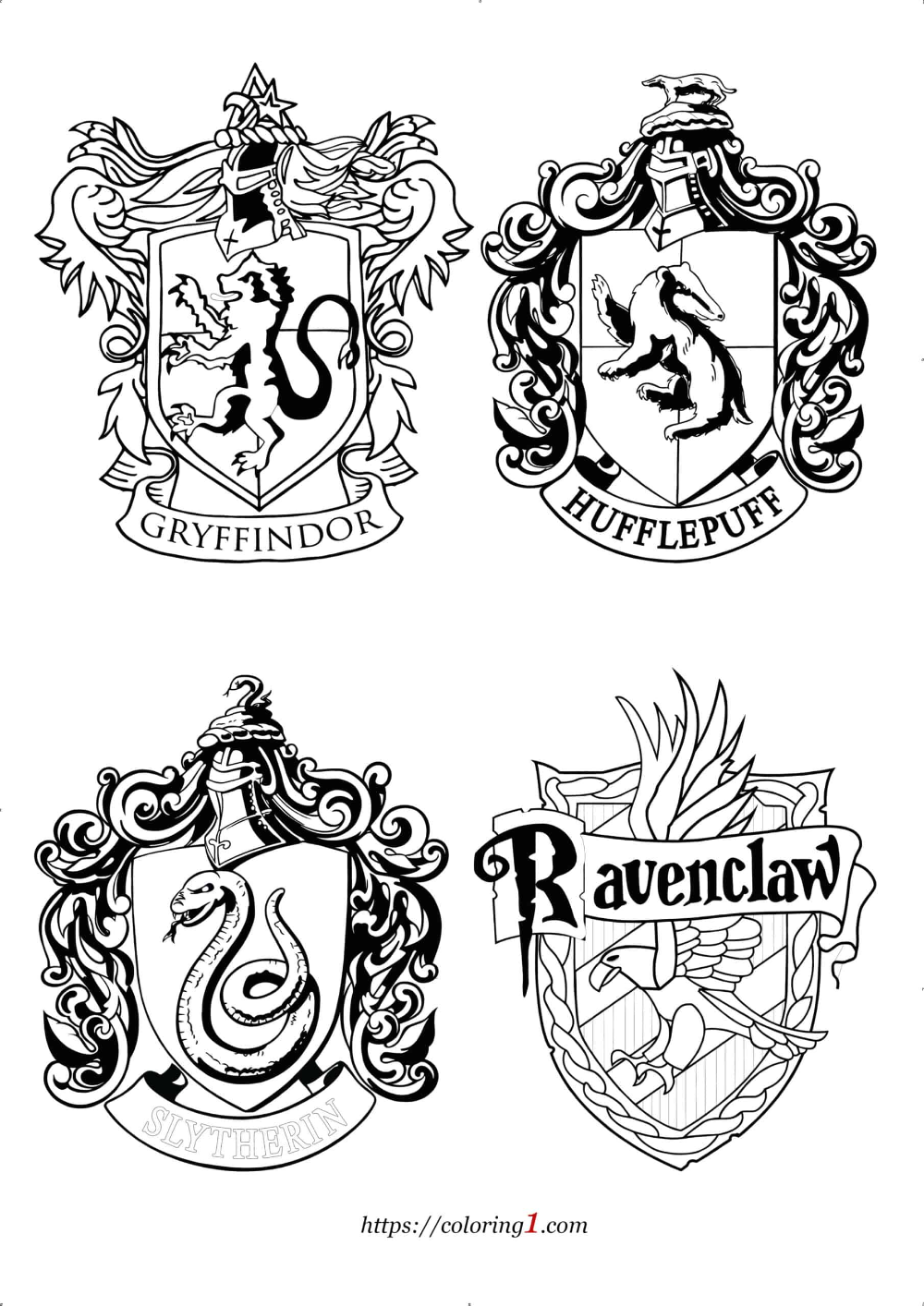 Harry Potter House Crests Coloring Pages 2 Free Coloring Sheets 2021 Harry Potter Coloring Pages Harry Potter Colors Harry Potter Coloring Book