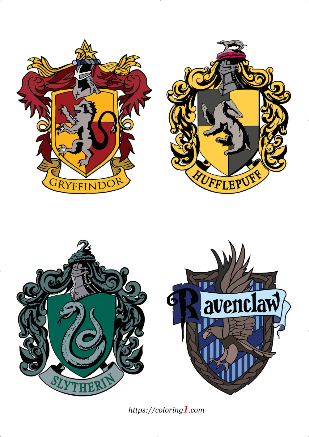 Harry Potter House Crests Coloring Pages 2 Free Coloring Sheets 2021 Harry Potter Coloring Pages Harry Potter Stickers Harry Potter Colors