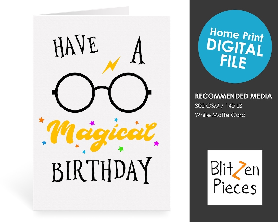 Have A Magical Birthday Greeting Card Printable Wizard Harry Potter Inspired Magic Etsy Norway