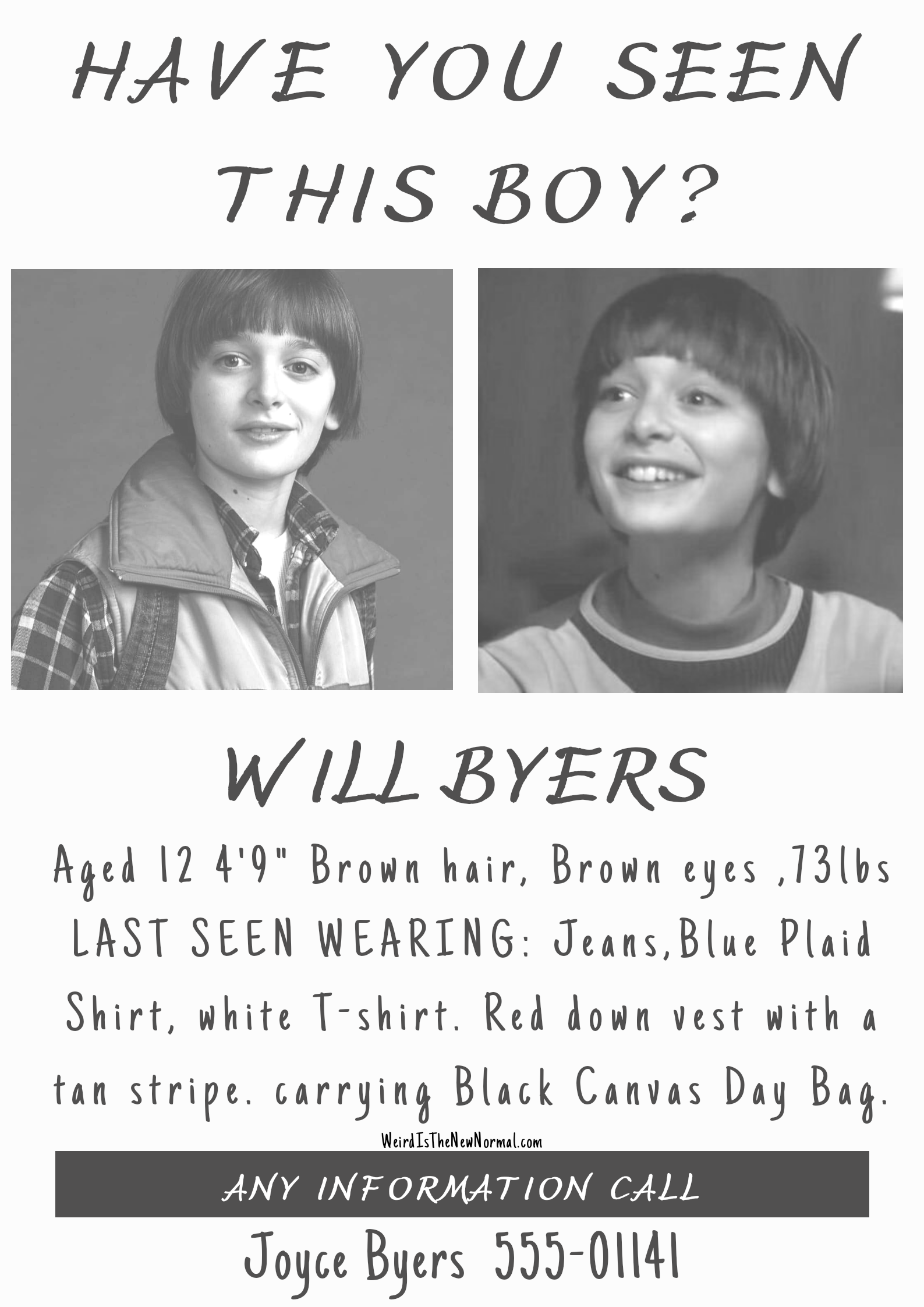Have You Seen Me Will Byers Printable Templates Online