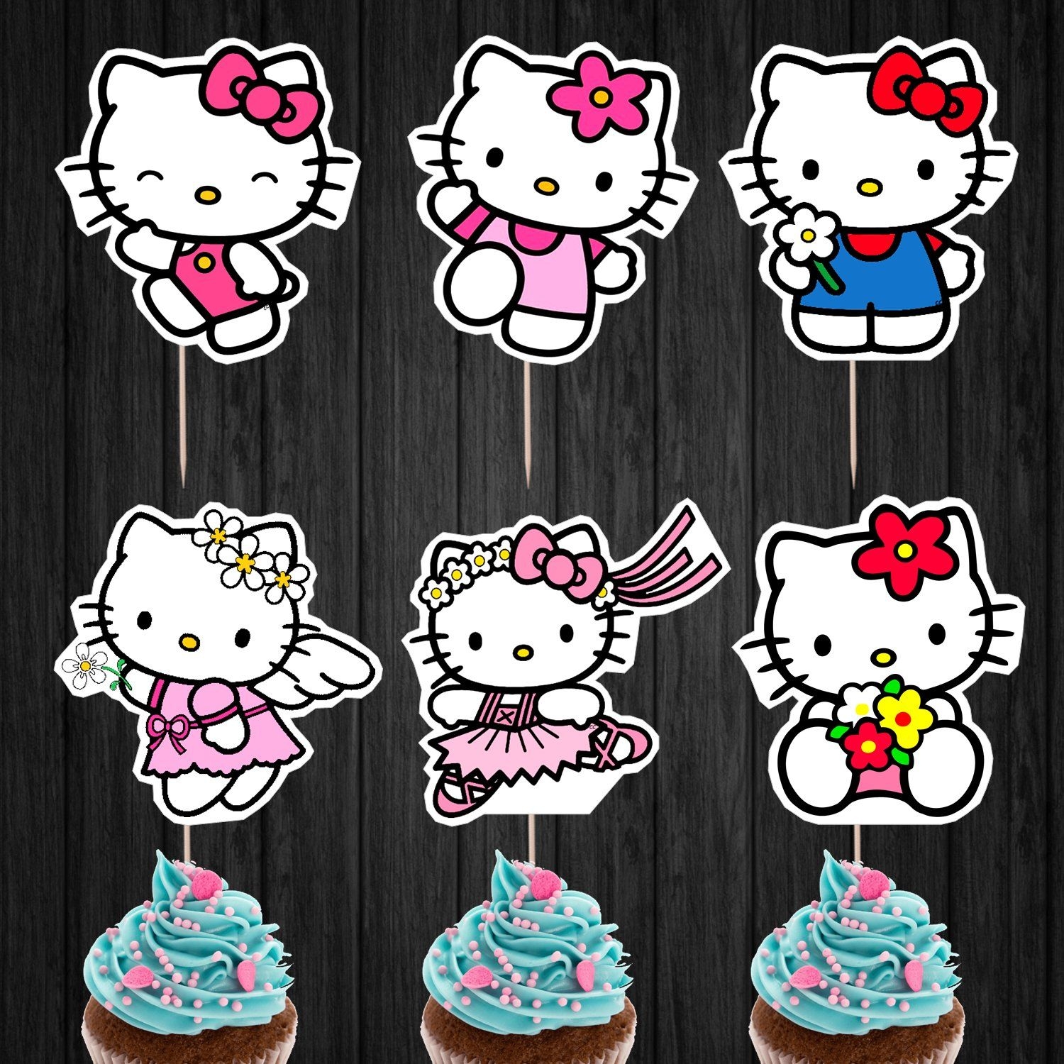 Hello Kitty Assorted Cupcake Toppers Digital Printable Instant Download Hello Kitty Printables Hello Kitty Birthday Party Hello Kitty
