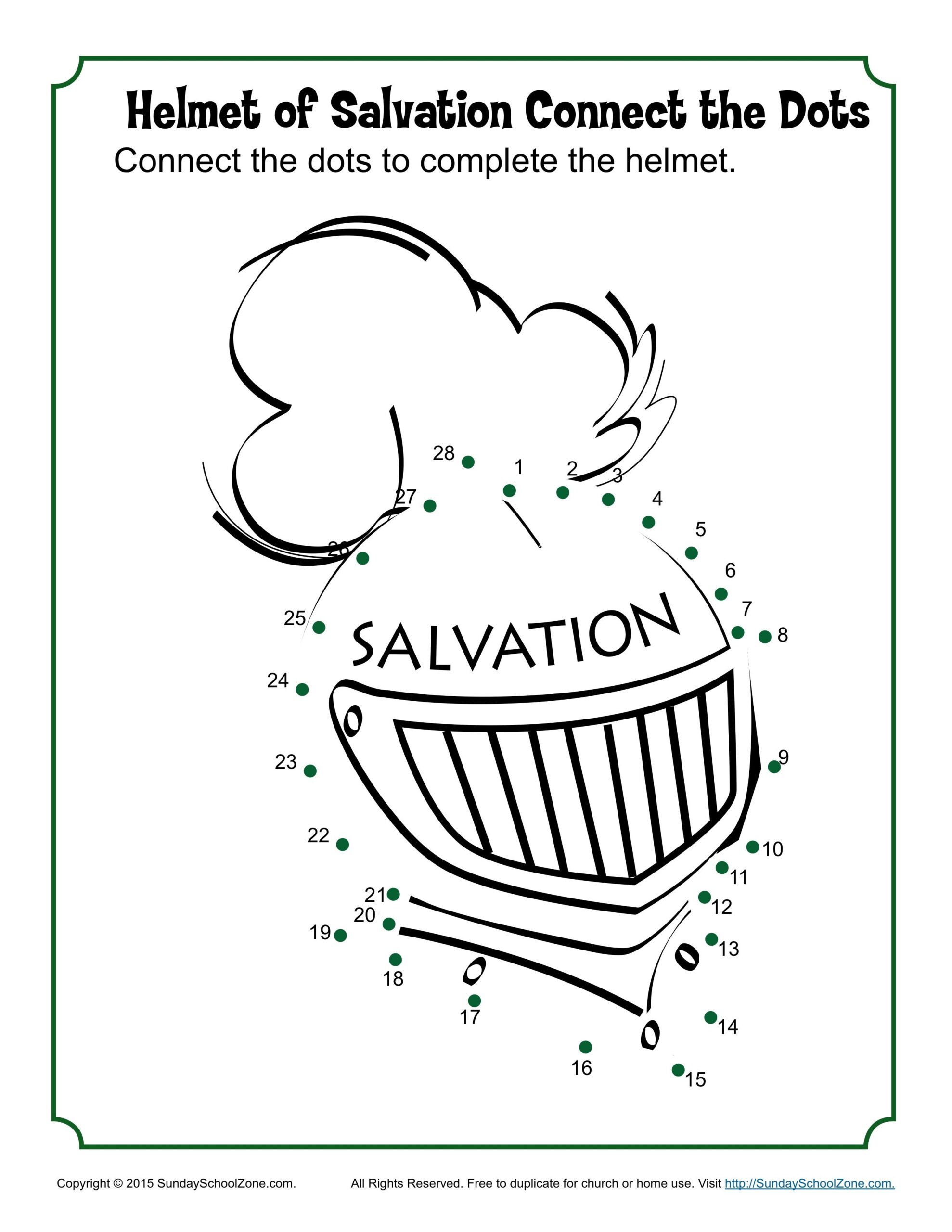 Helmet Of Salvation Connect The Dots Armor Of God Helmet Of Salvation Childrens Bible Activities