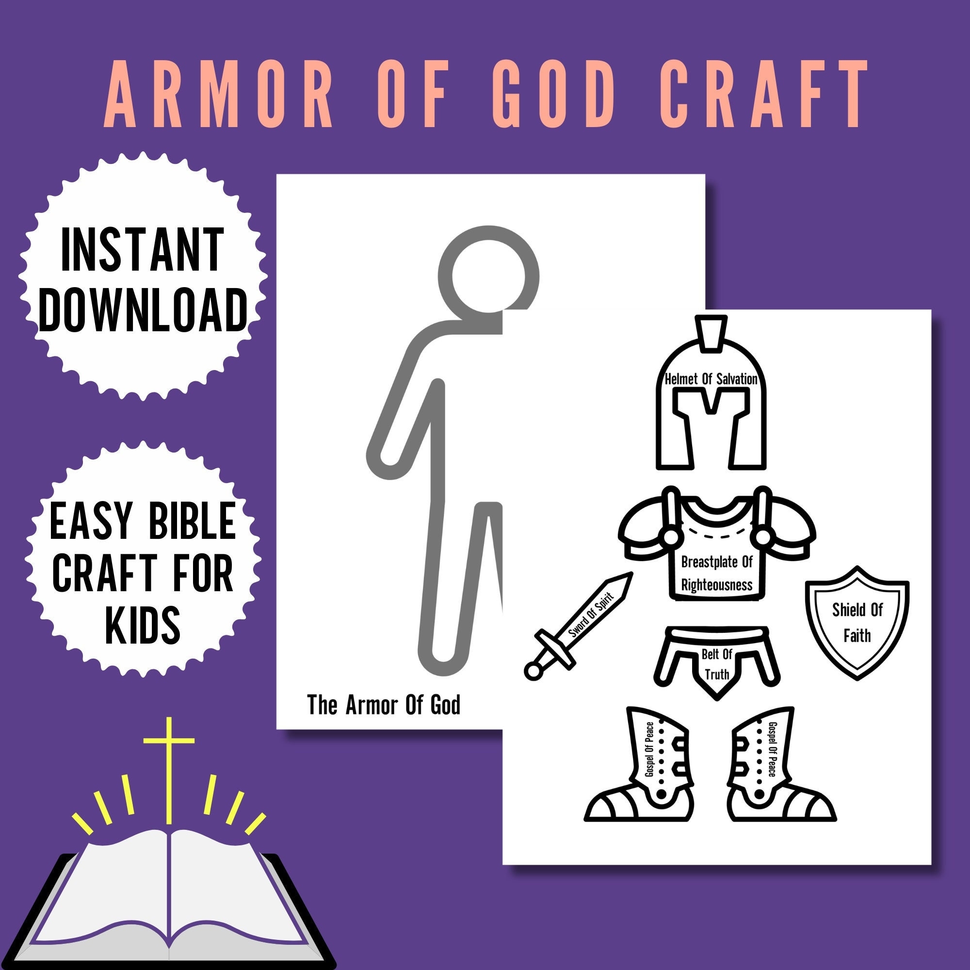 Helmet Of Salvation Printable Craft Activity For Kids Learn About The Armor Of God Etsy