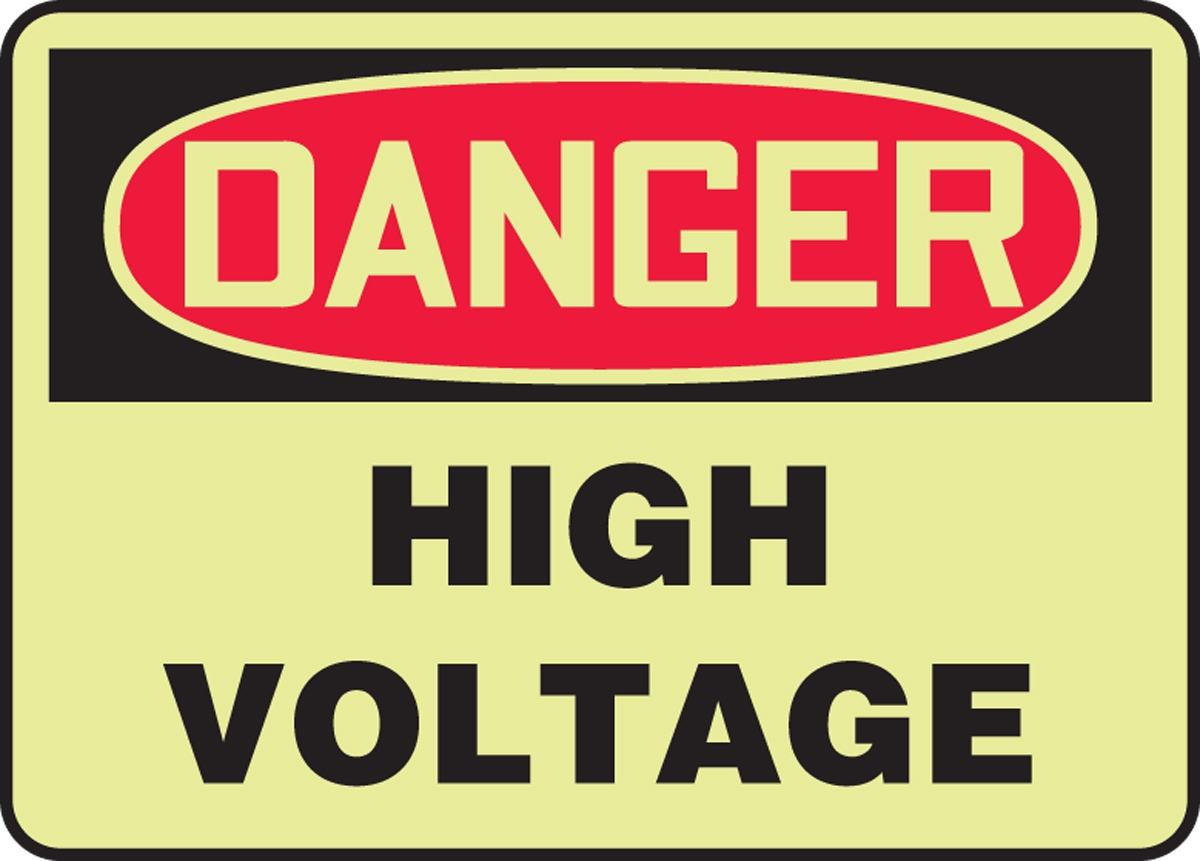 High Voltage Glow In The Dark OSHA Danger Safety Sign MELC152