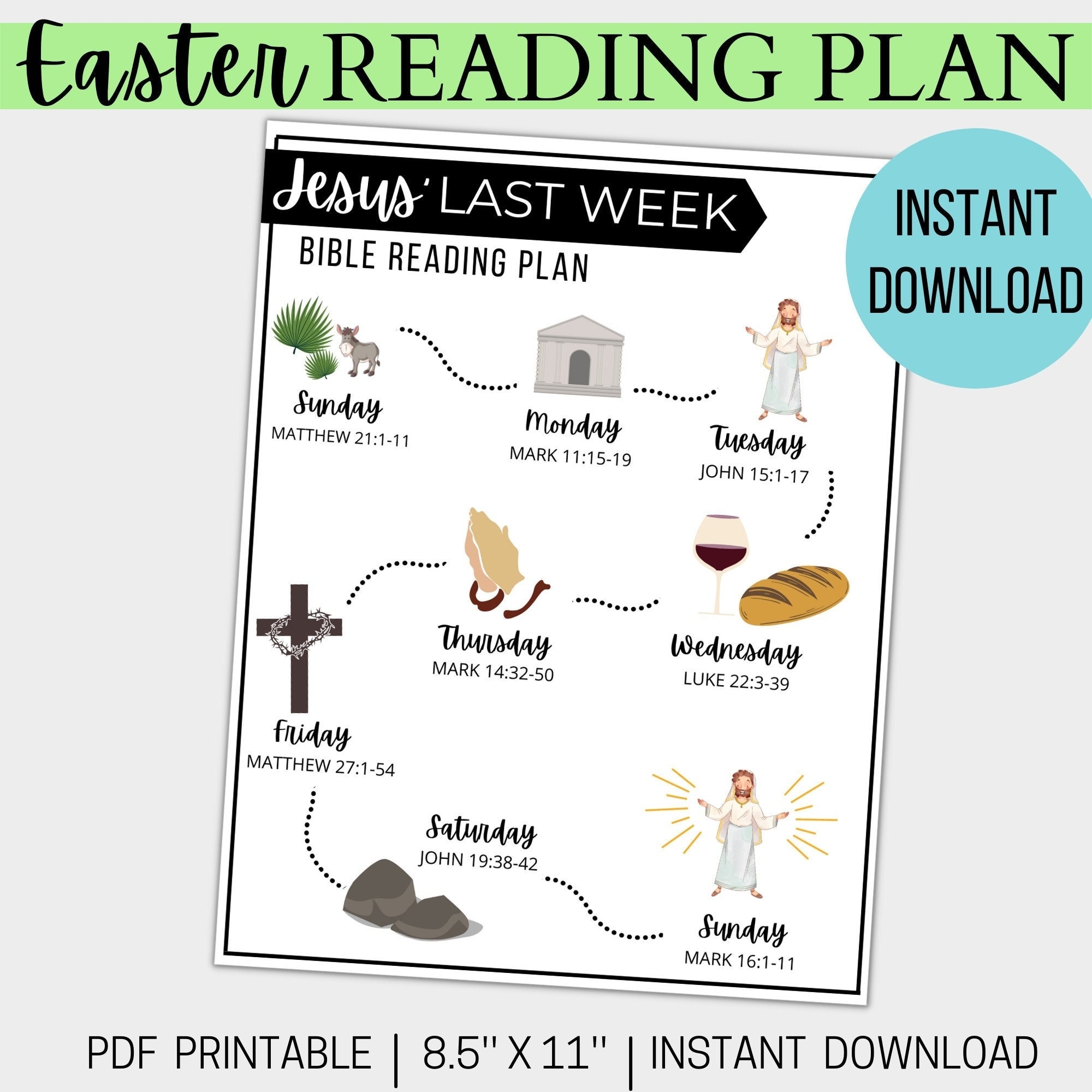 HOLY WEEK For Kids Holy Week Printable Easter Story Bible Reading Plan For Kids Bible Study Holy Week Activities Printable PDF Etsy