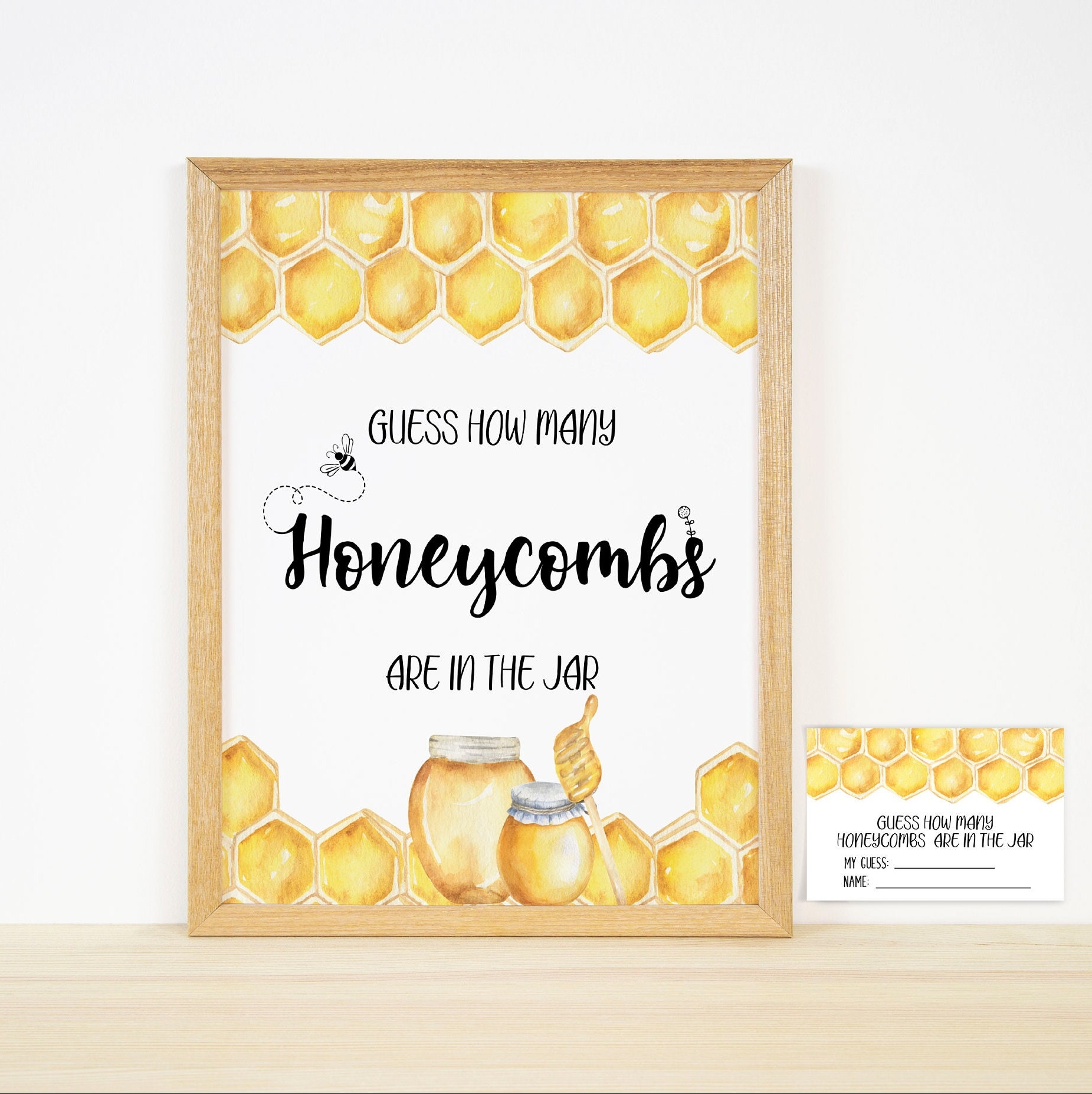 Honeycomb Baby Shower Sign baby Shower Game printable Sign gender Neutral Baby Shower guess How Many Honeycombs Are In The Jar Etsy