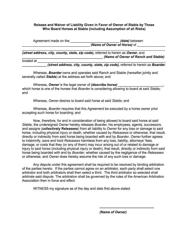 Horse Boarding Contract Pre built Template AirSlate SignNow
