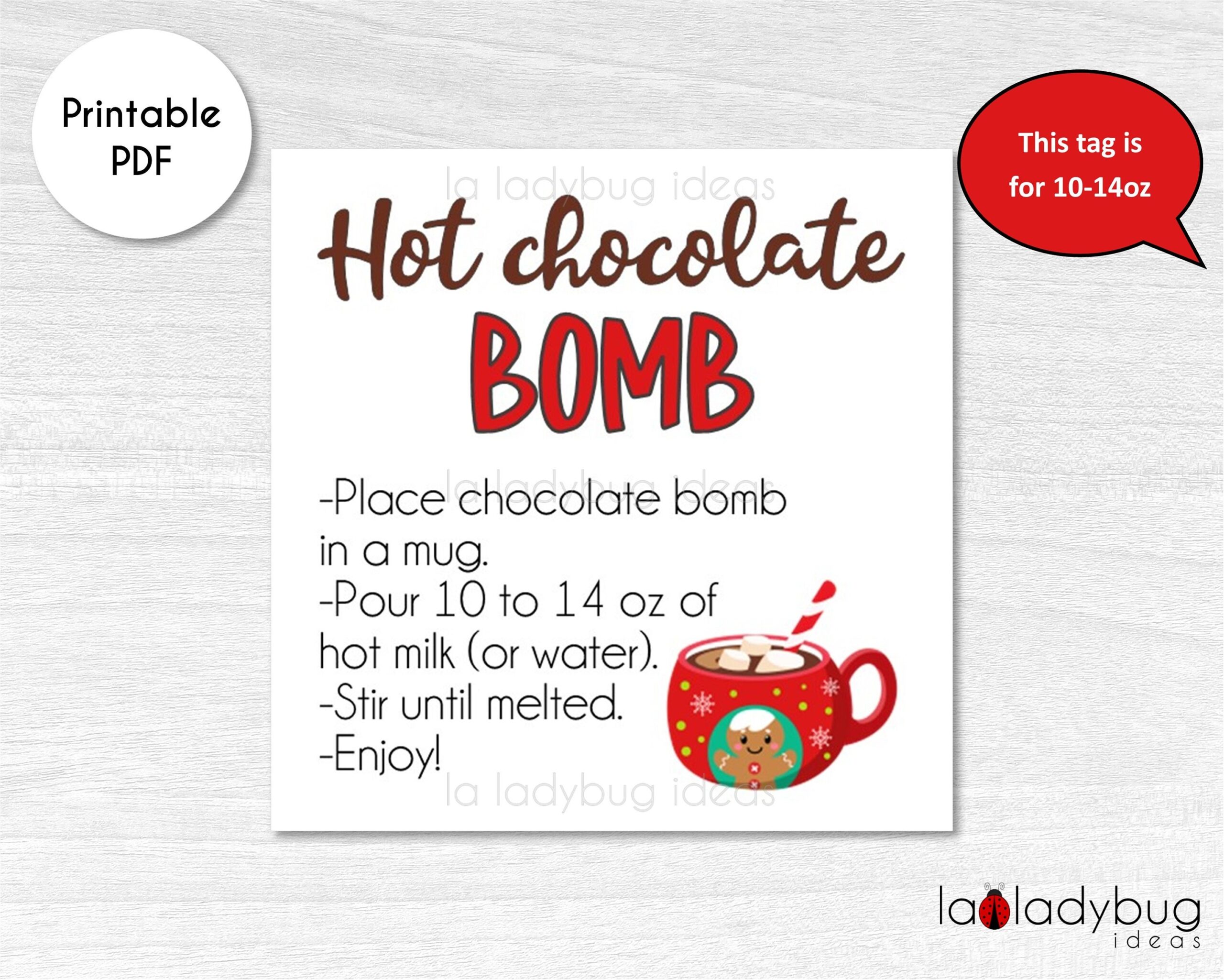 Hot Chocolate Bomb Tag Hot Cocoa Bomb Instructions Card Printable Tags For Hot Chocolate Bombs Instant Download Square Label For Cocoa Etsy
