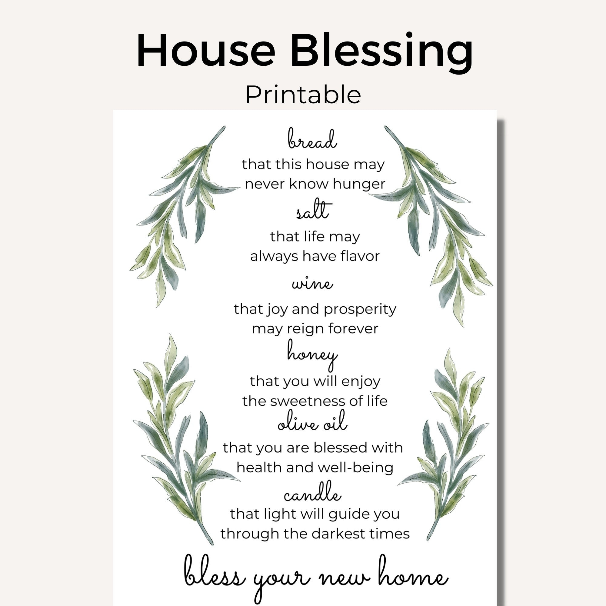 Housewarming Printable House Blessing Printable Bread Salt Wine New Neighbors New Homeowners PDF Etsy