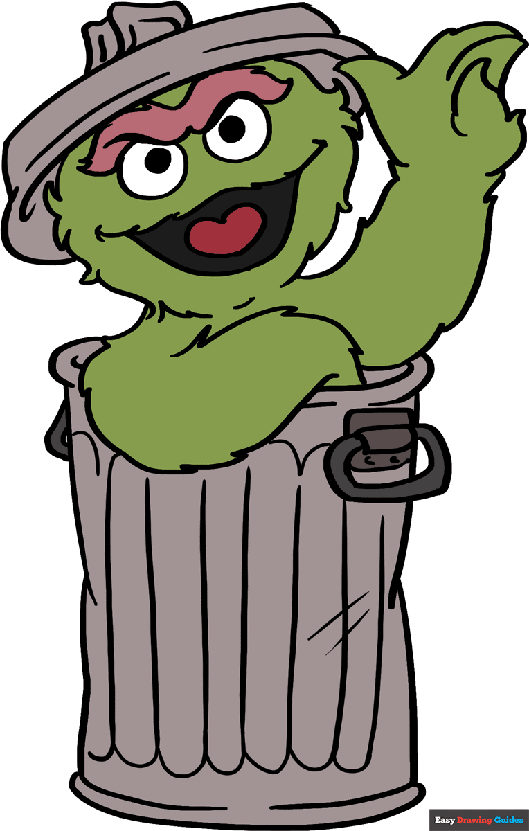 How To Draw Oscar The Grouch From Sesame Street Easy Drawing Guides