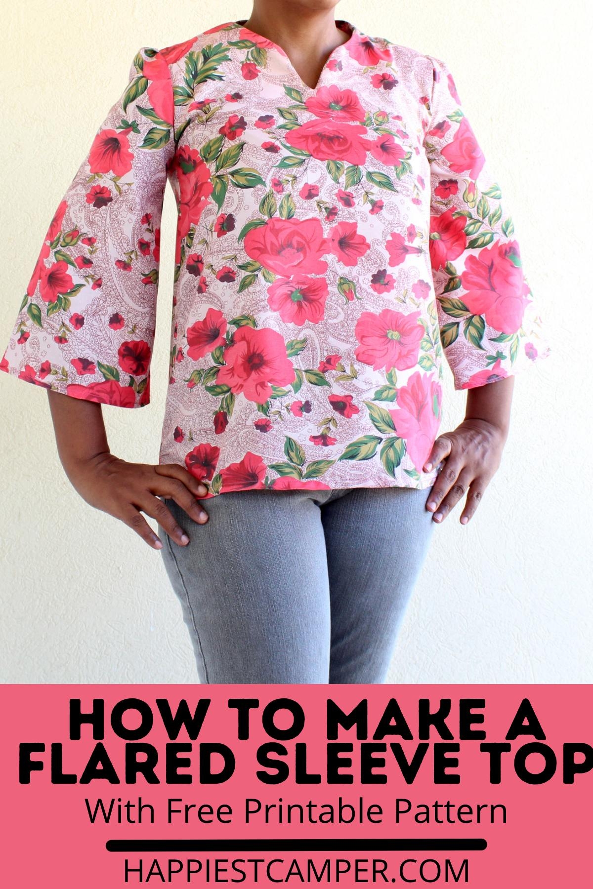How To Make A Flared Sleeve Top With Free Printable Pattern