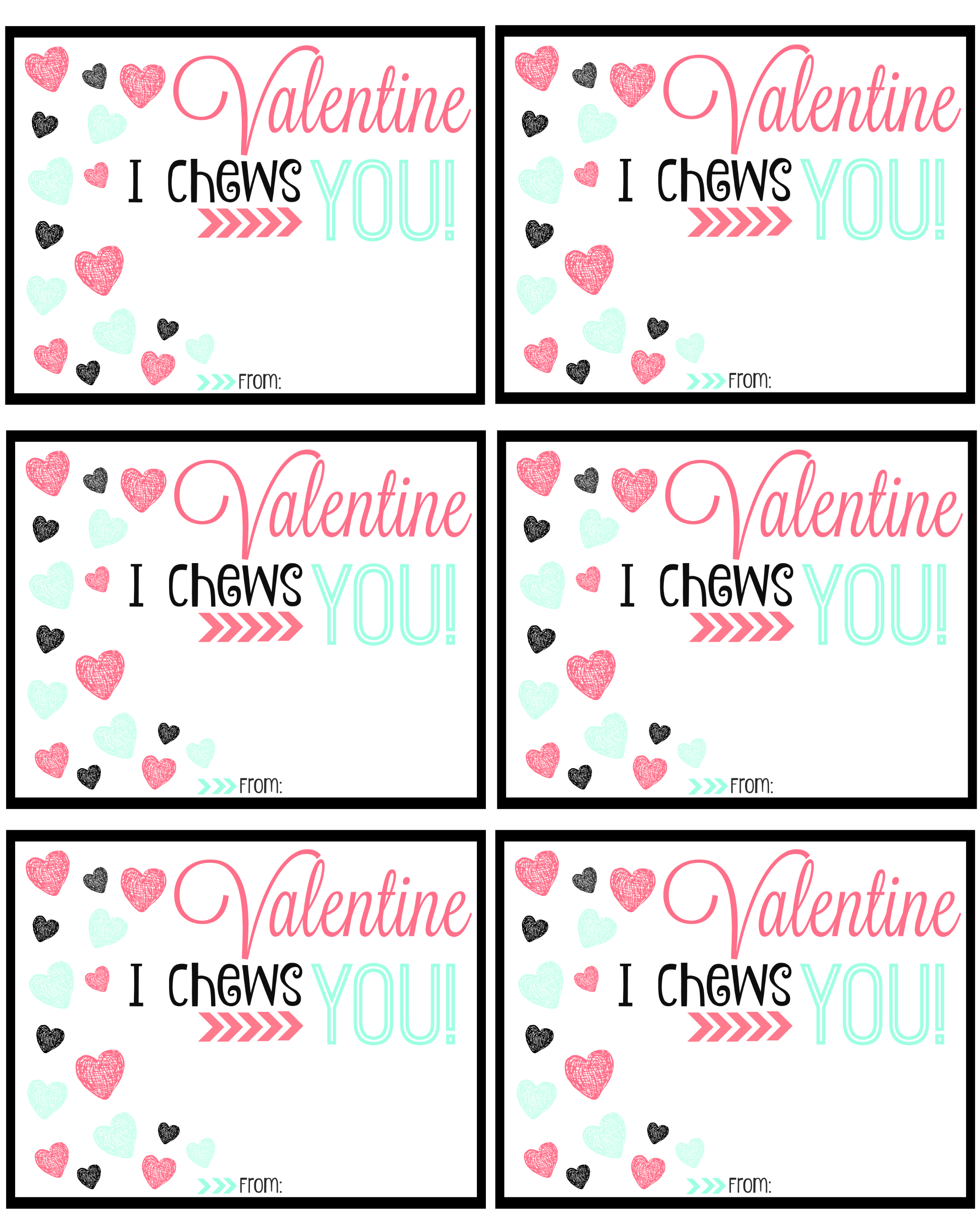 I Chews You Printable Valentine Cards Printable Valentines Cards Valentines Cards Valentines School
