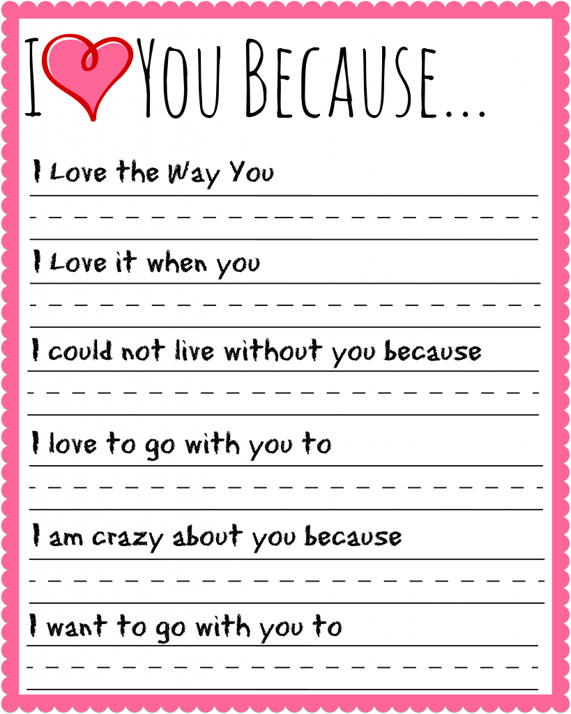 I Love You Because Printable Valentines Printables Valentines School Valentine s Day Printables