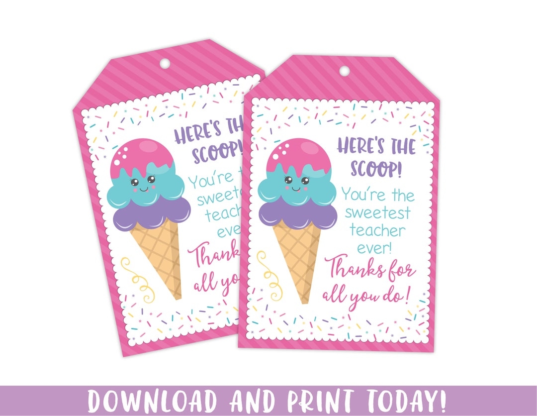 Ice Cream Teacher Appreciation Free Printable