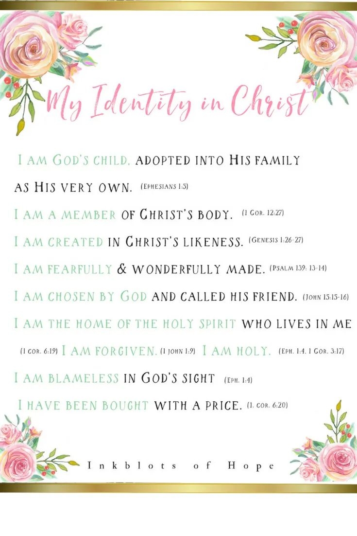 Identity In Christ Printable Identity In Christ Christ Bible Resources