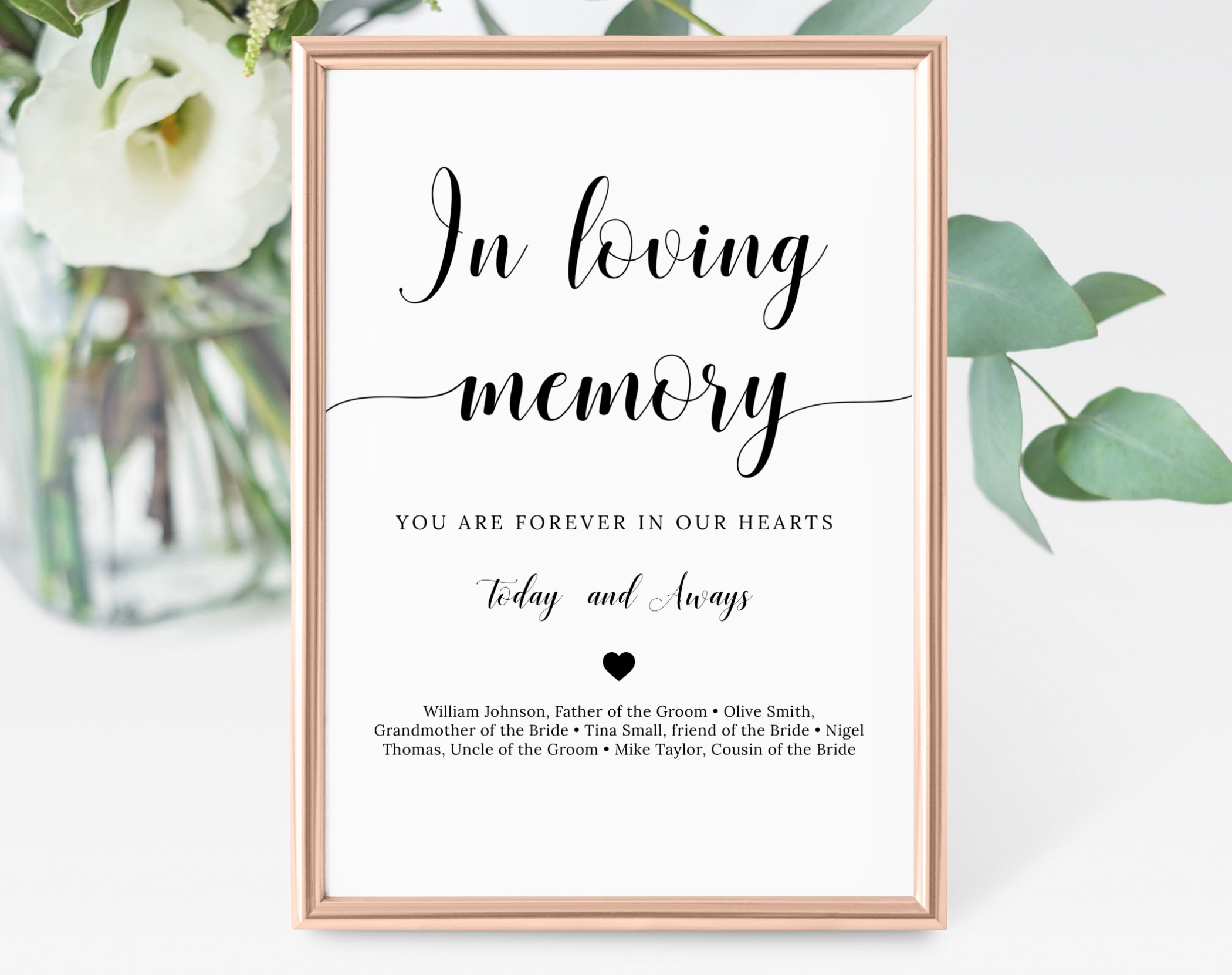 In Loving Memory Sign Template In Memory Sign Instant Download Printable Memorial Sign Template Wedding In Memorium Delicate Script Etsy