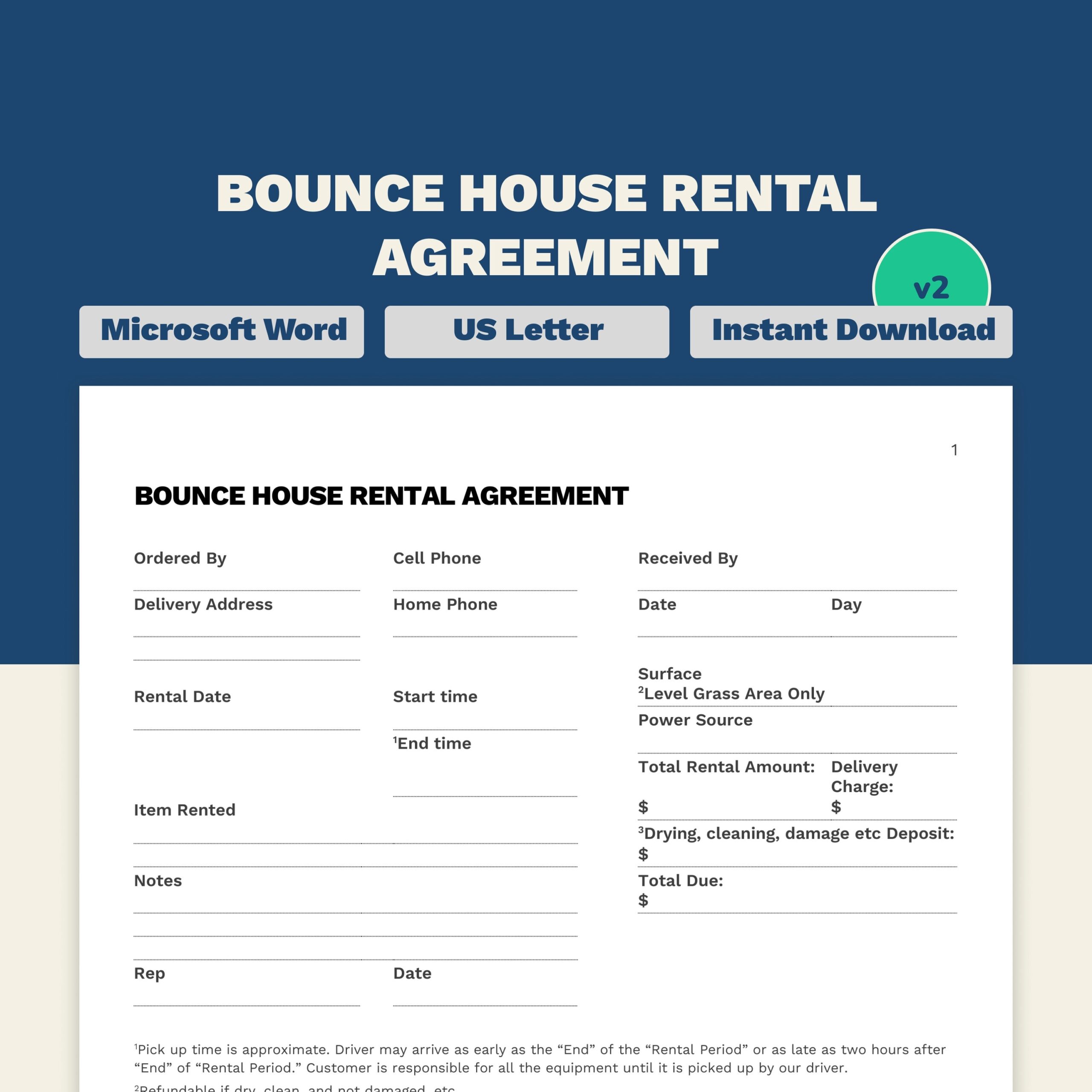 Printable Bounce House Rental Agreement