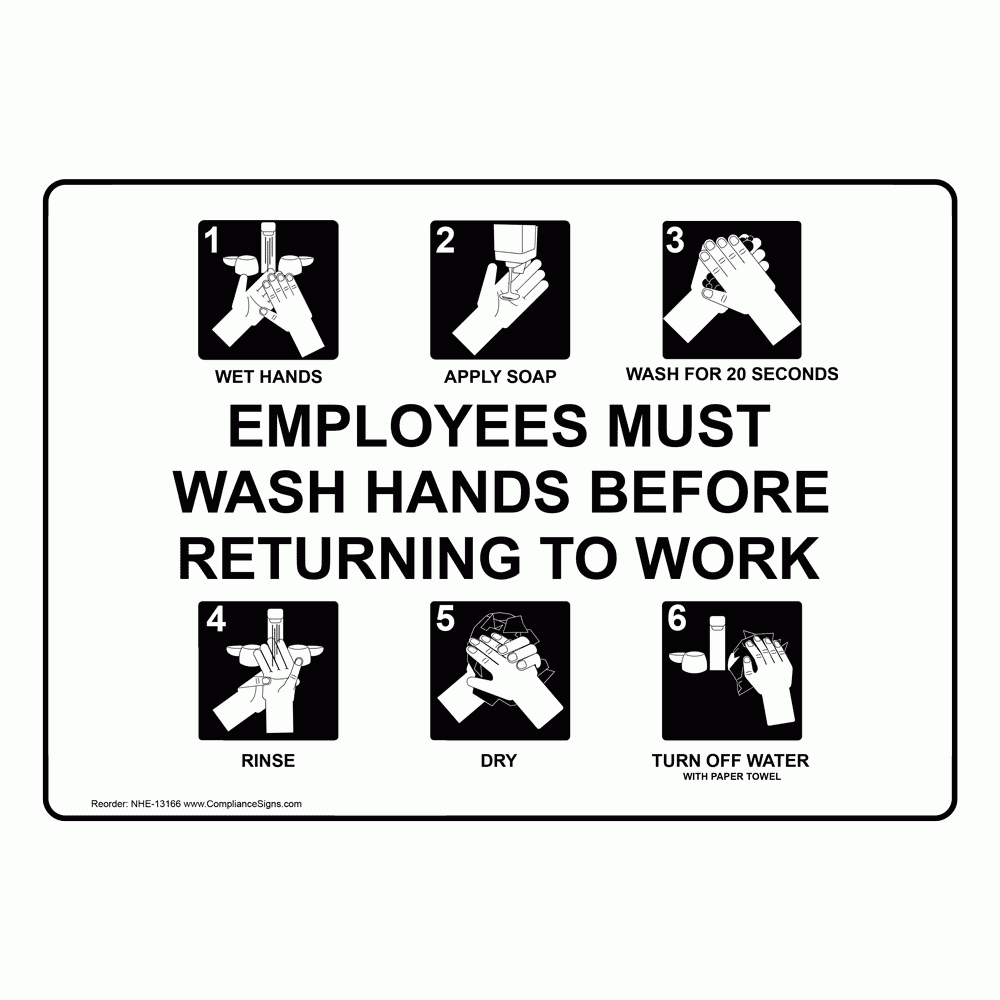 Information Sign Employees Must Wash Hands Before Returning To Work