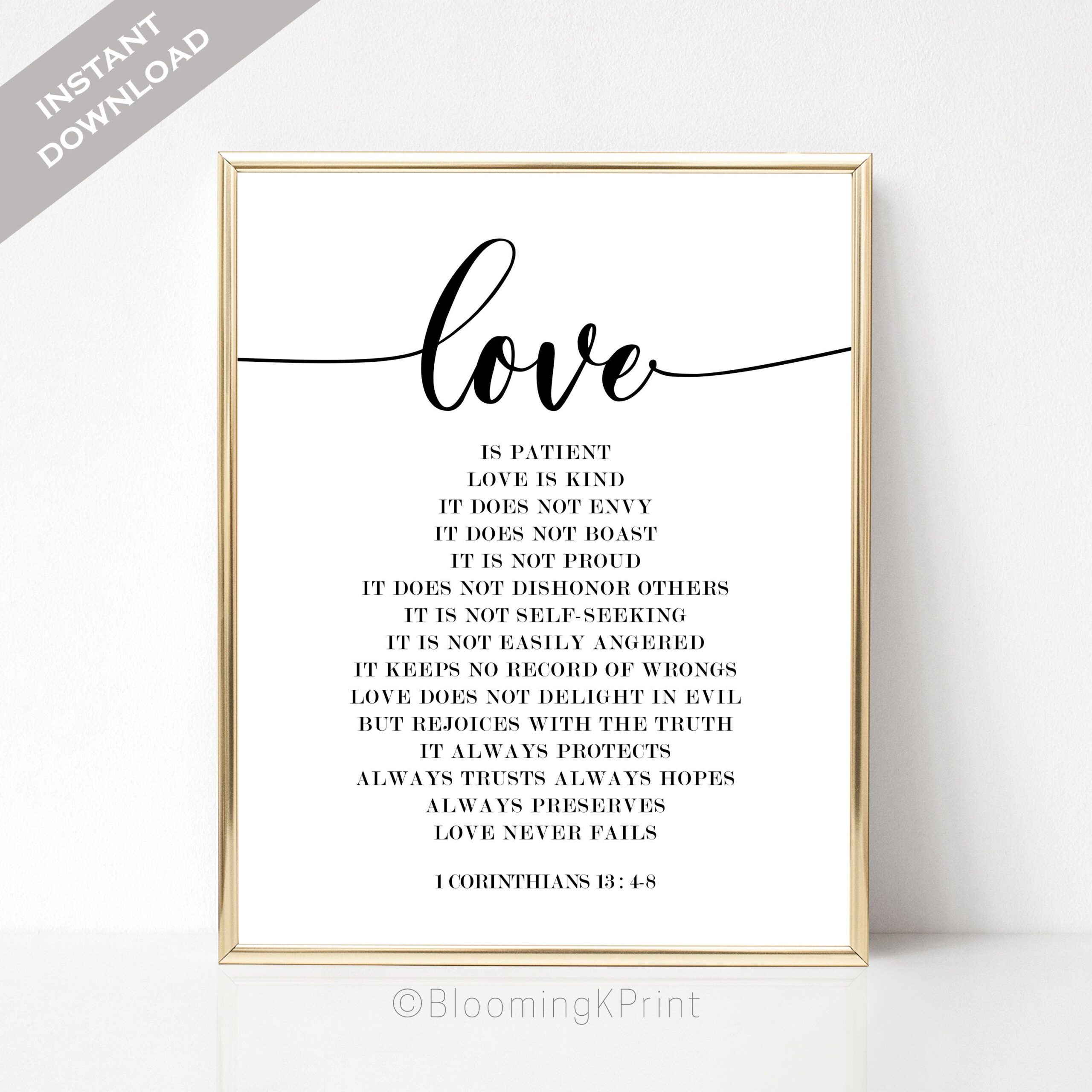 Inspirational Bible Verse Wall Art Love Is Patient Love Is Kind