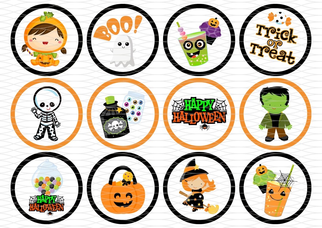 Instant Download Halloween Cupcake Toppers Digital Print Printable Cupcake Toppers Halloween Cupcake Toppers Etsy