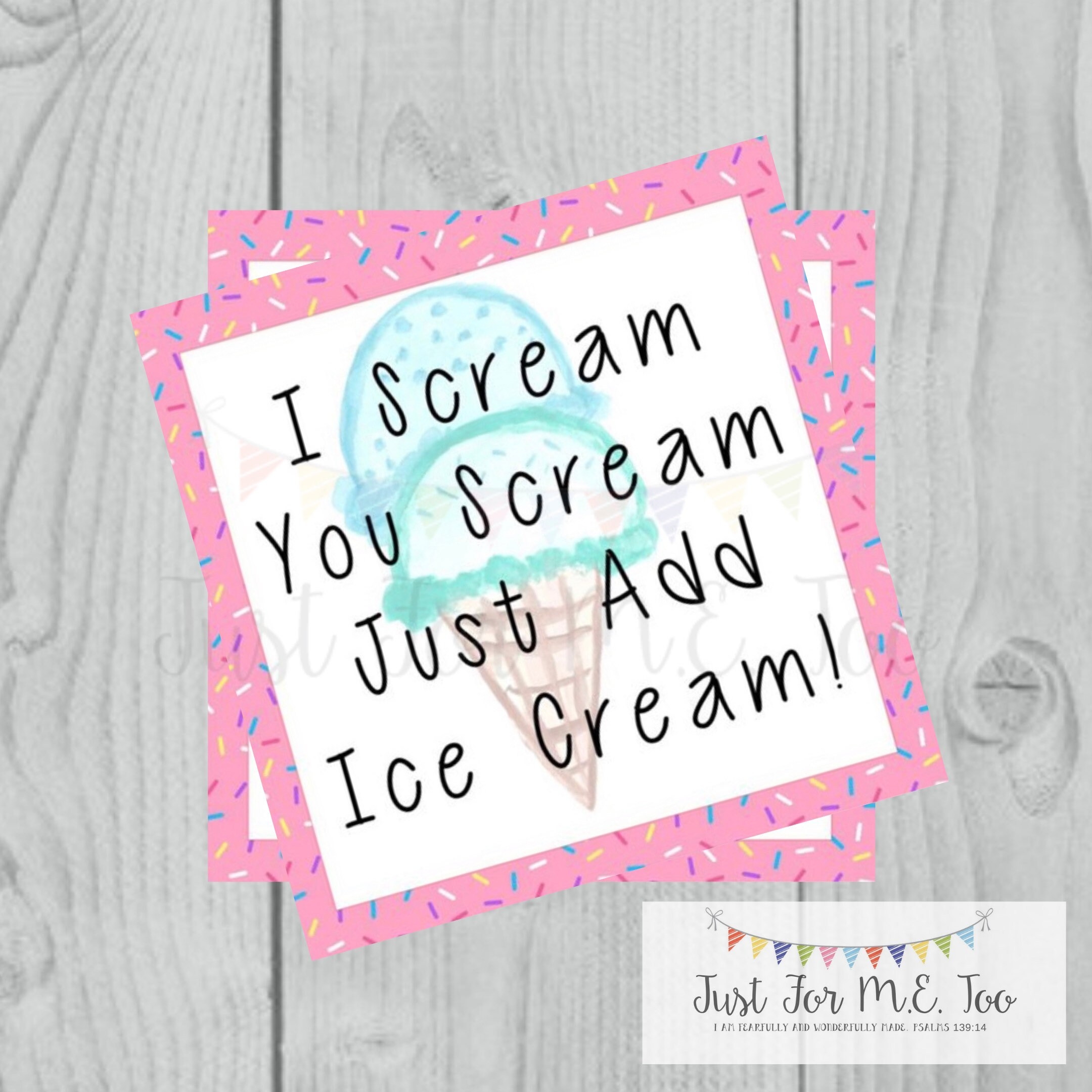 Instant Download Printable Ice Cream Tag Instant Download Printable Square Gift Tag