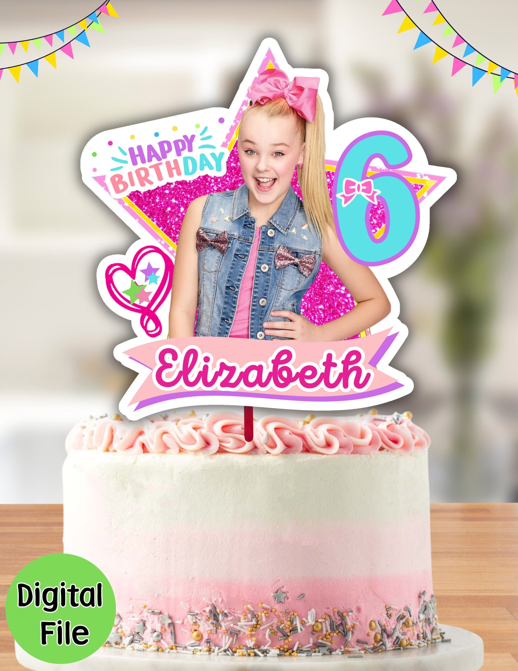 Jojo Siwa Jojo Siwa Cake Topper Jojo Siwa Birthday Girl Customized Digital File Printable A4 Etsy