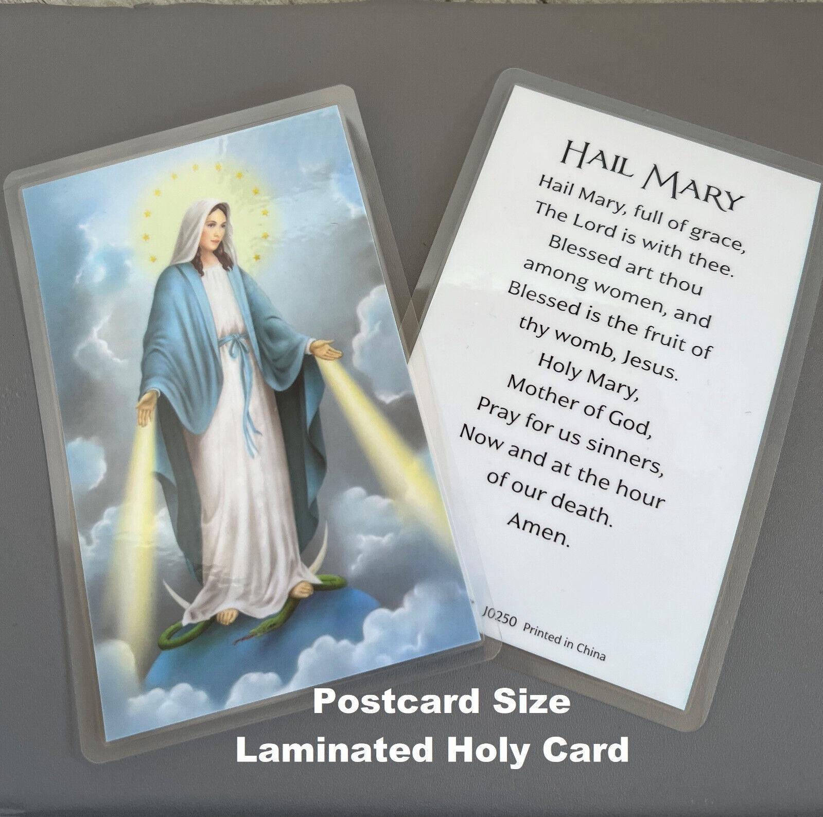 Jumbo LAMINATED Hail Mary Prayer Card Miraculous Medal Holy Card Catholic EBay