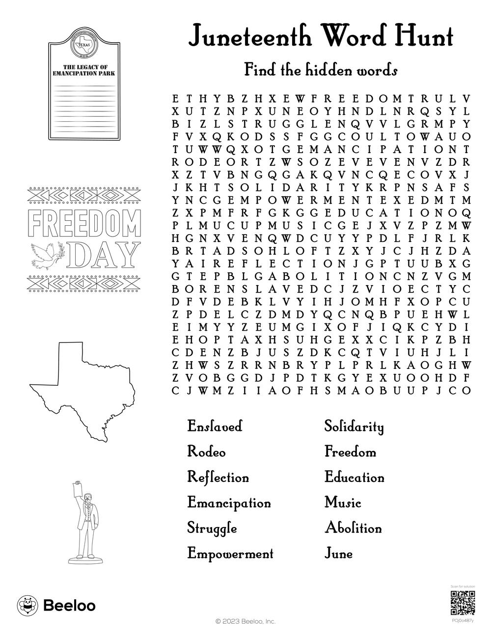 Juneteenth Word Search Printable