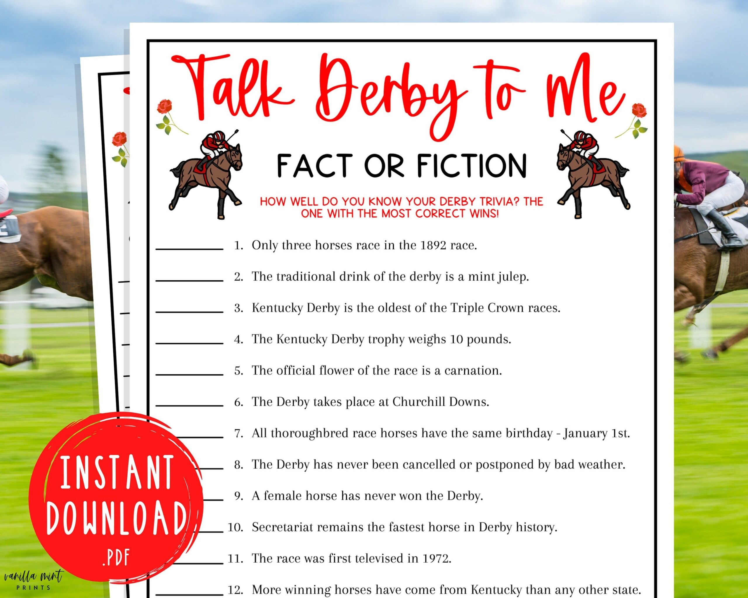 Kentucky Derby Party Games Printable