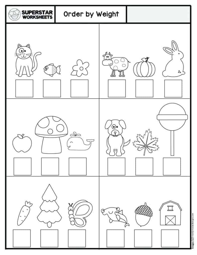 Kindergarten Measurement Worksheets Superstar Worksheets