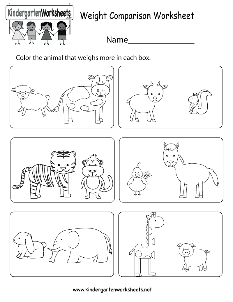 Kindergarten Weight Comparison Worksheet Printable Kindergarten Worksheets Kindergarten Worksheets Free Printables Kindergarten Math Lesson Plans