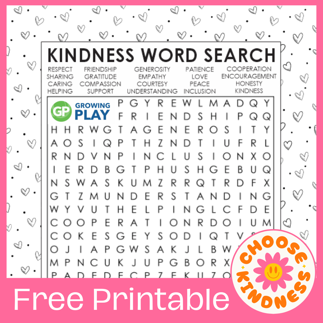 Kindness Word Search Free Printable Growing Play