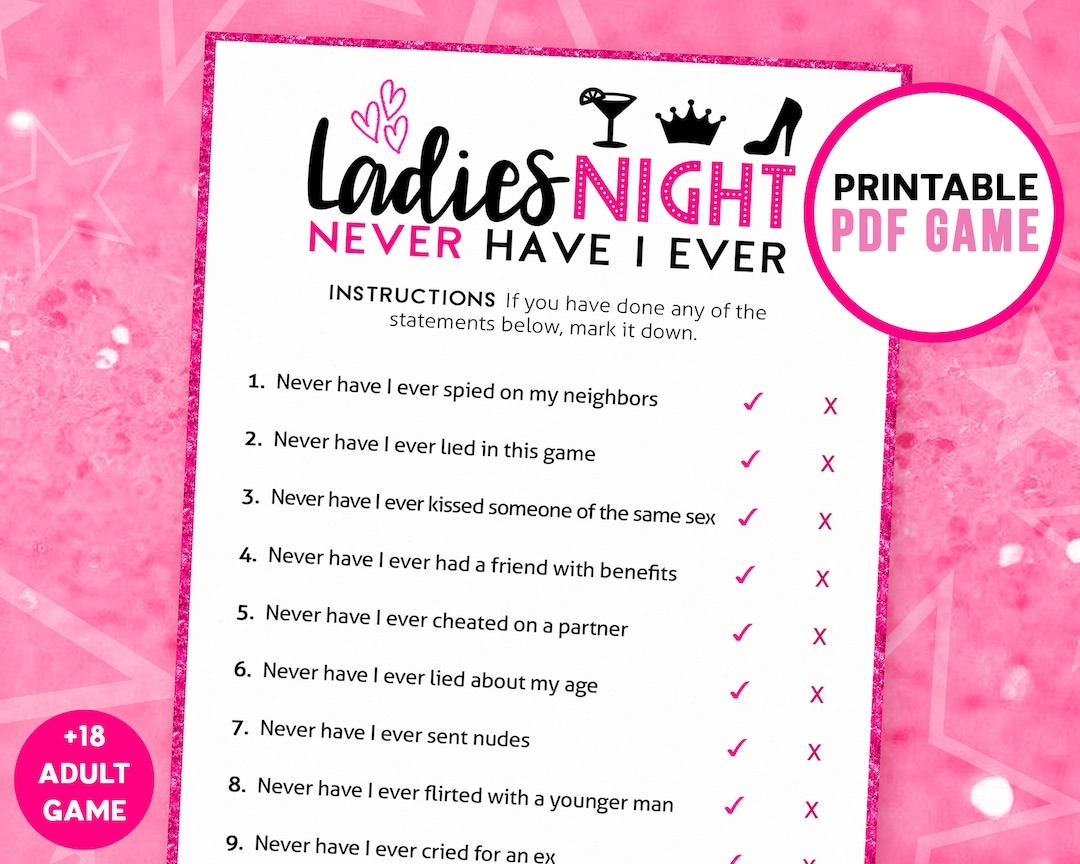 Ladies Night Games Never Have I Ever Printable Game Girls Night Party Bachelorette Games Games For Adults Includes Free Bingo Etsy