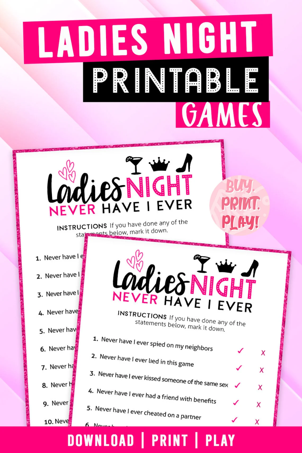 Ladies Night Printable Games