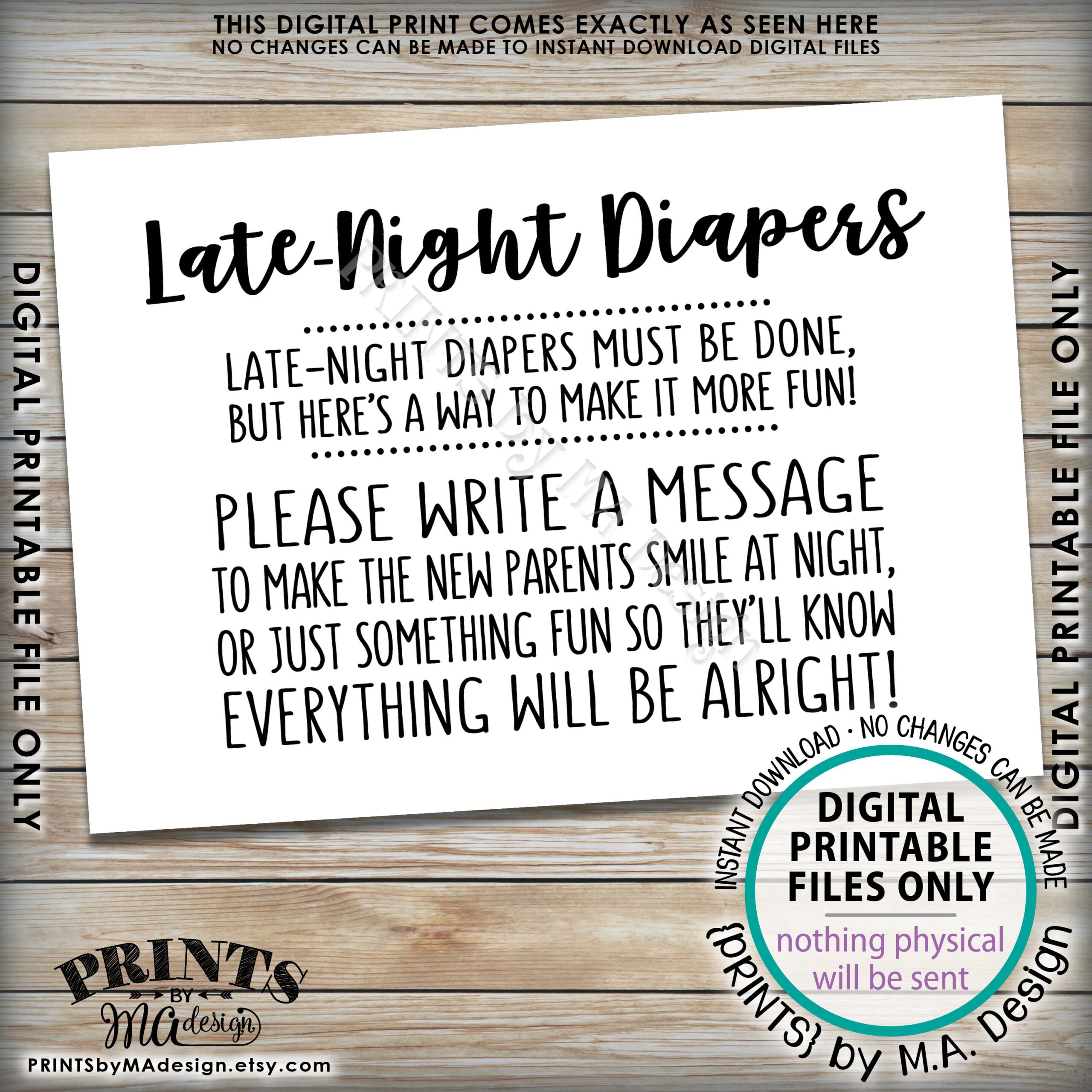 Late Night Diaper Notes Free Printable
