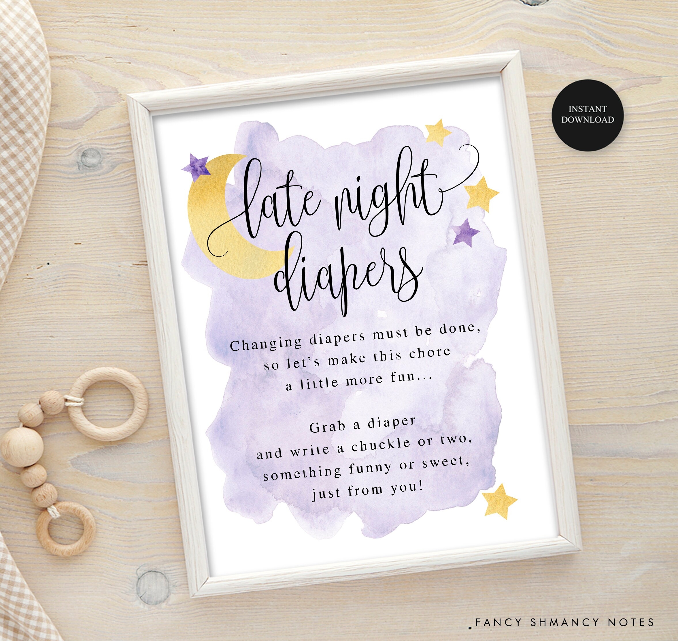 Late Night Diapers Purple Over The Moon Baby Shower Game Activity DIY Baby Shower Game Moon And Stars Printable File Instant Download 721 Etsy