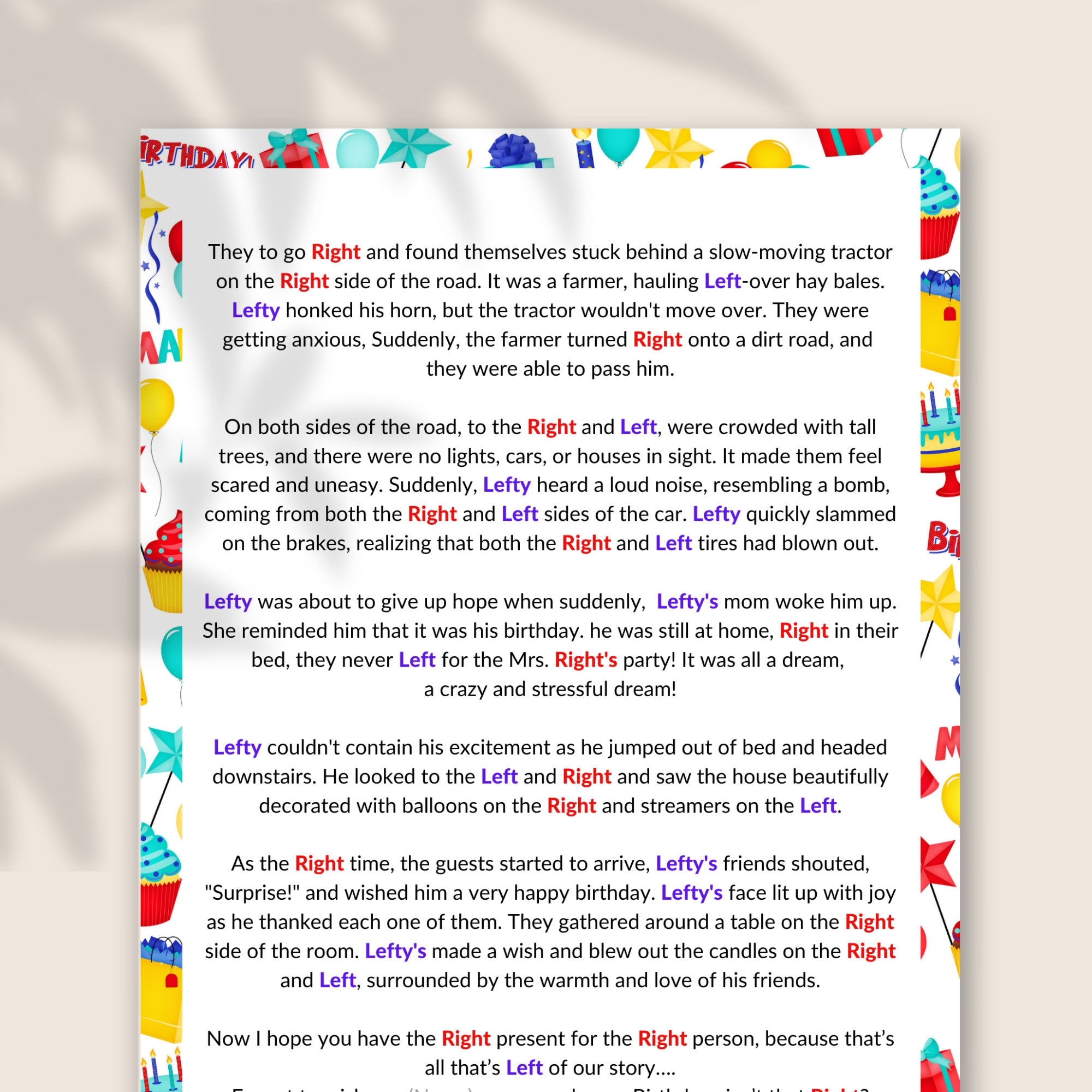 Left Right Game Left Right Birthday Game Printable Funny Left Right Story Pass Gift Game Pass The Prize Birthday Games Group Adult Kid Etsy