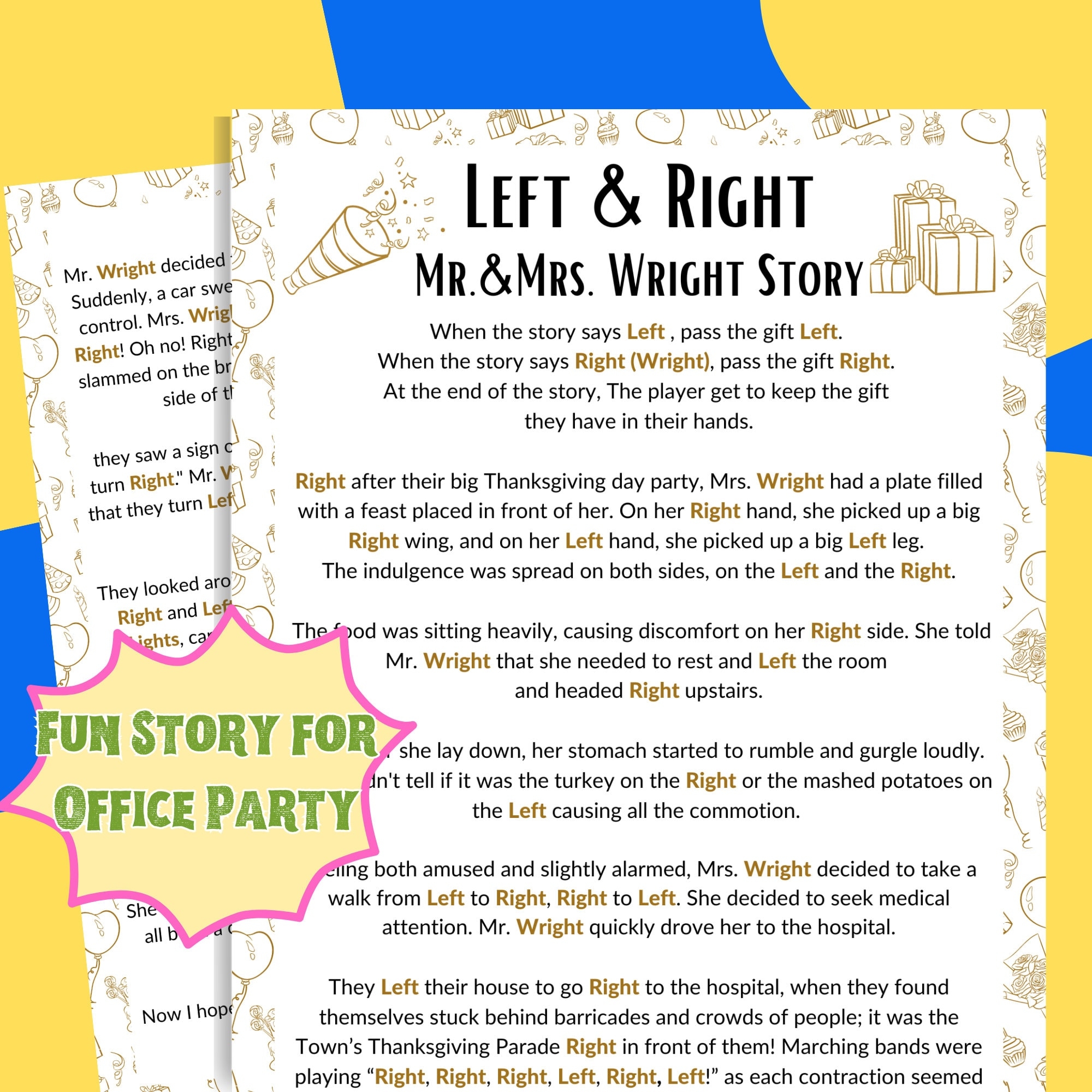 Left Right Game Office Funny Story Left Right Game Any Occasion Printable Left Right Game Adults Pass The Prize Game Pass The Gift Game Etsy