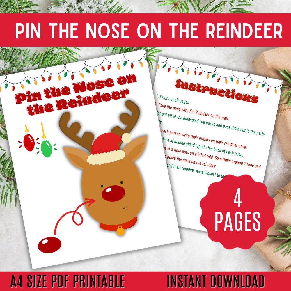 Pin The Nose On The Reindeer Free Printable