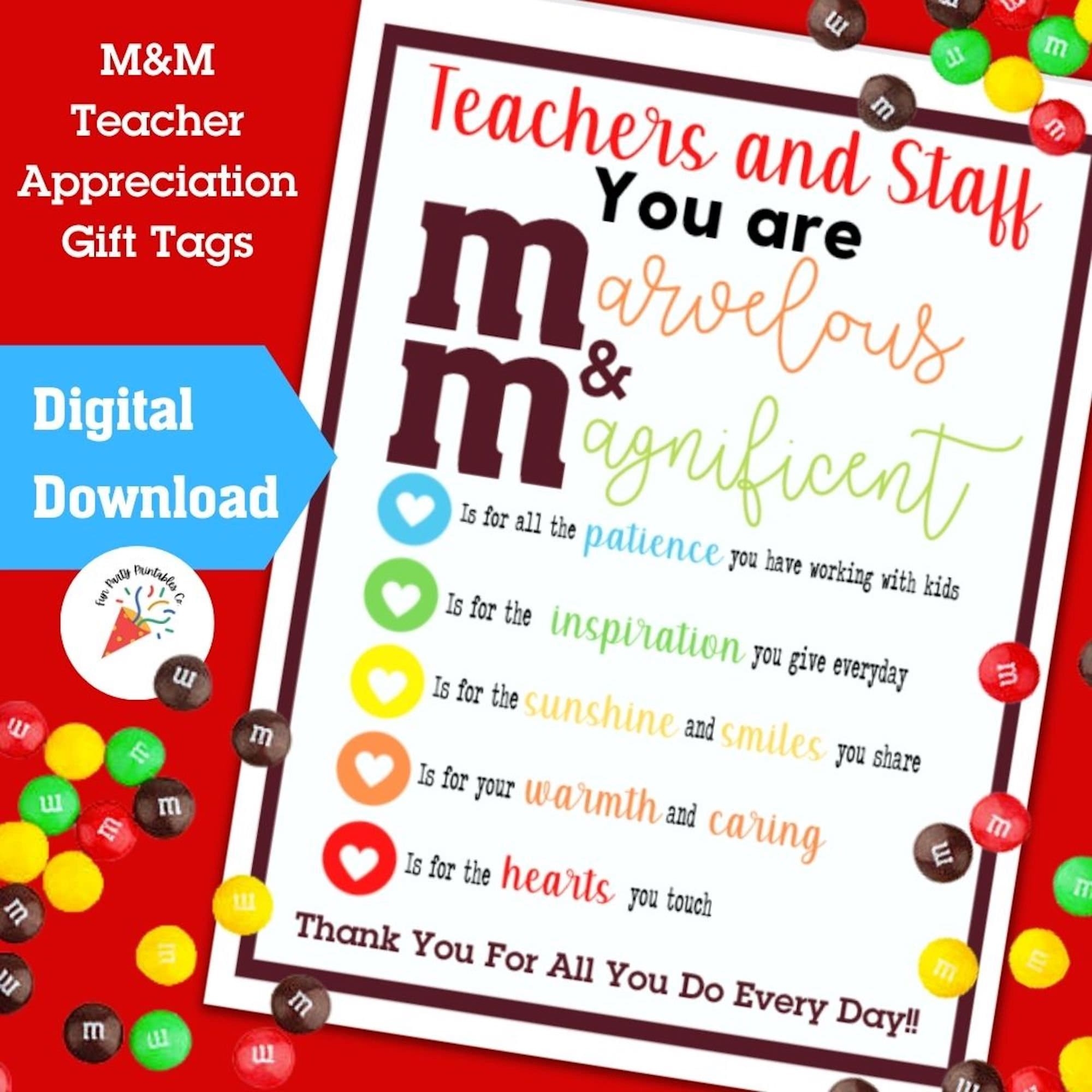 M M Teacher Appreciation Gift Tags Employee Appreciation Tag Thank You Gift Printable Tag Teacher Appreciation Staff Appreciation Etsy Israel