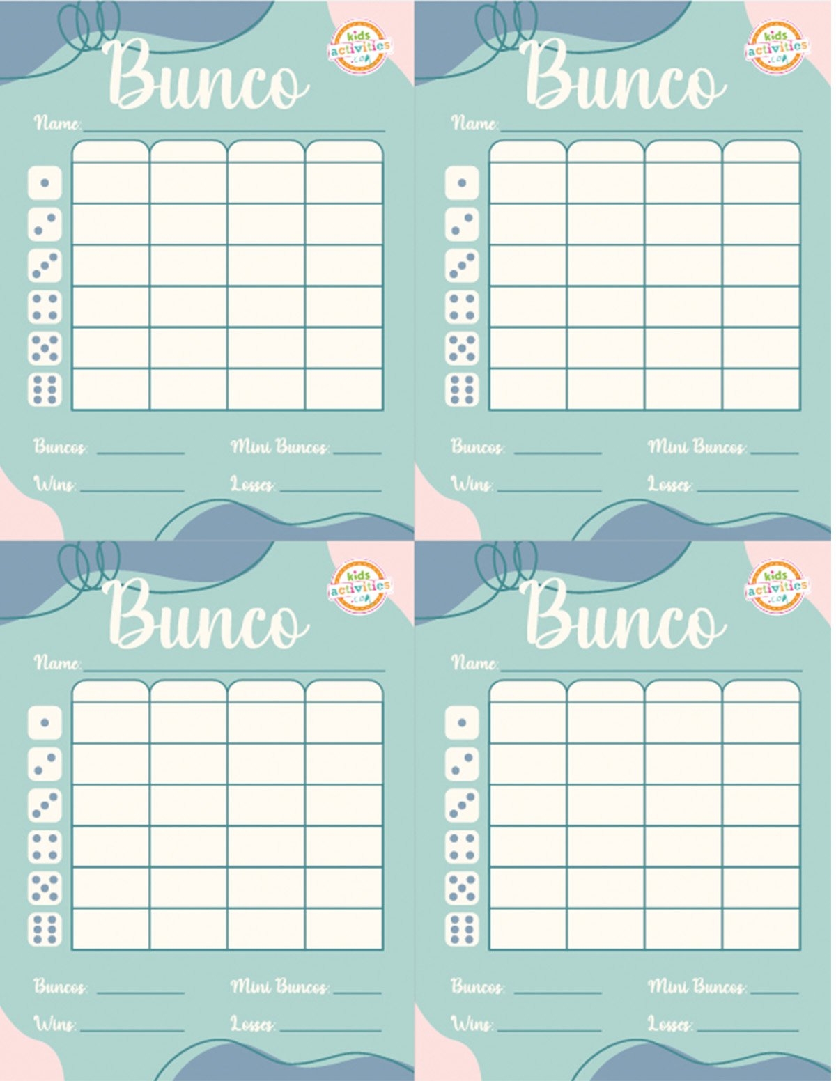 Make A Bunco Party Box With Free Printable Bunco Score Sheets Kids Activities Blog