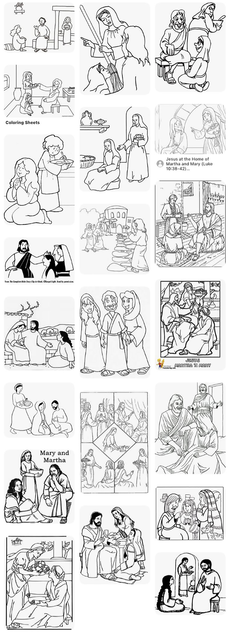 Martha And Mary Coloring Page SundaySchoolist