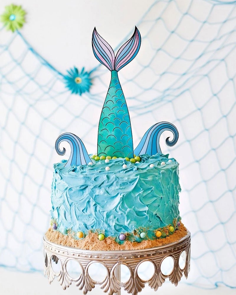 Mermaid Party Cake Printable Topper Hostess With The Mostess 