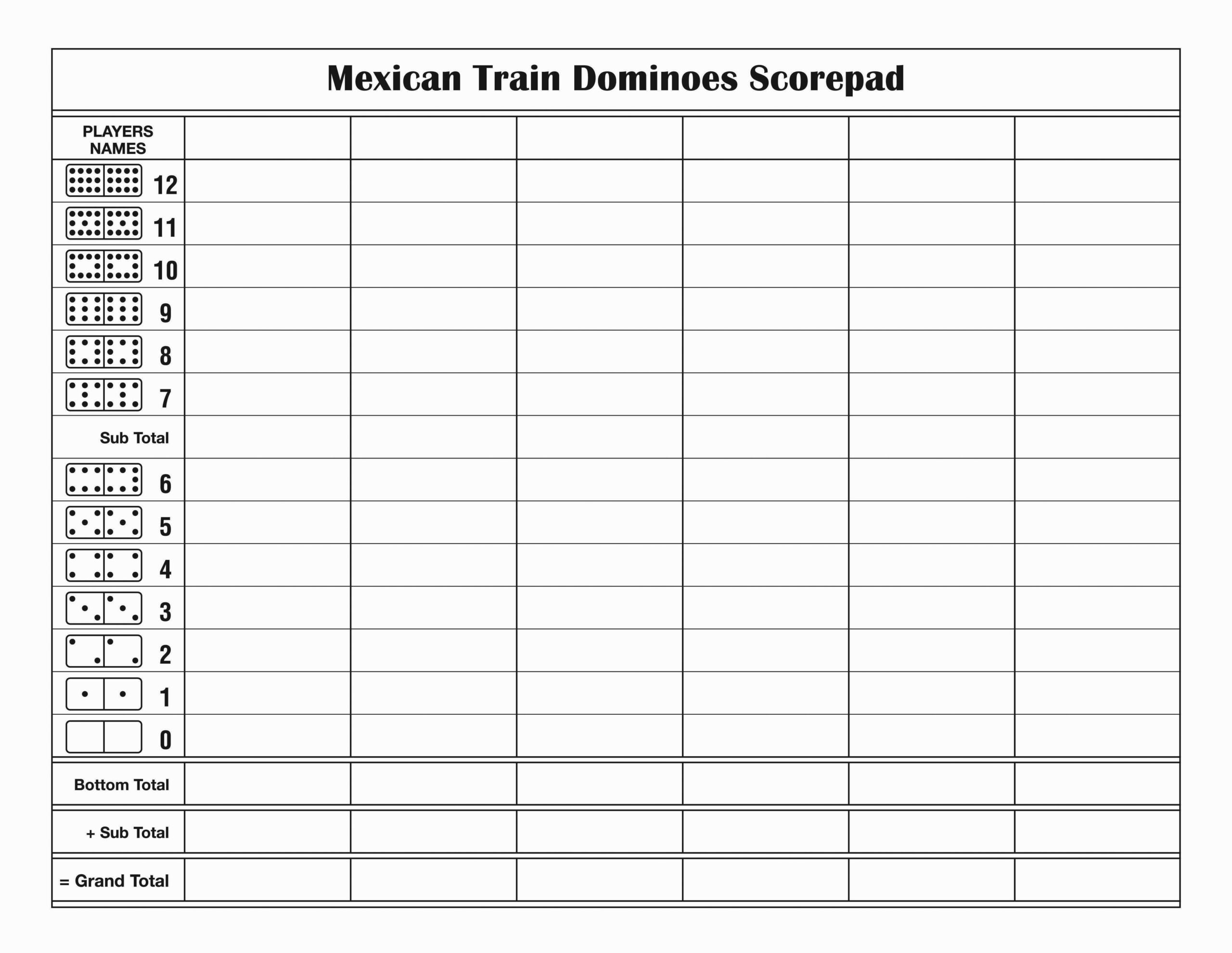 Mexican Train Score Sheet Mexican Train Dominoes Family Fun Games Holiday Crafts For Kids
