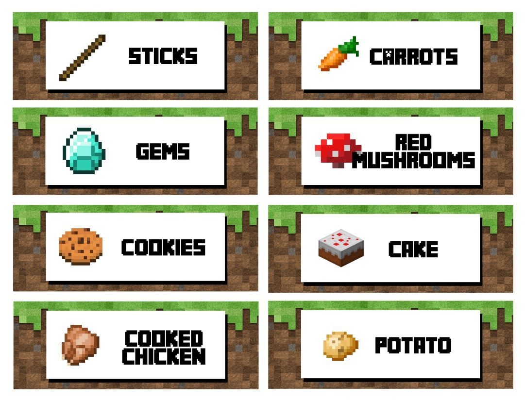 Minecraft Printable Food Labels Minecraft Food Labels Minecraft Food Minecraft Party Food