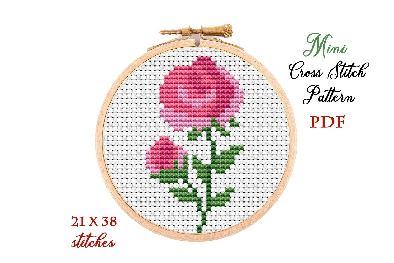 Mini Cross Stitch Pattern Rose Counted Cross Stitch Chart Flower Hoop Art Embroidery Tiny Xstitch For Beginner Instant Download PDF Etsy