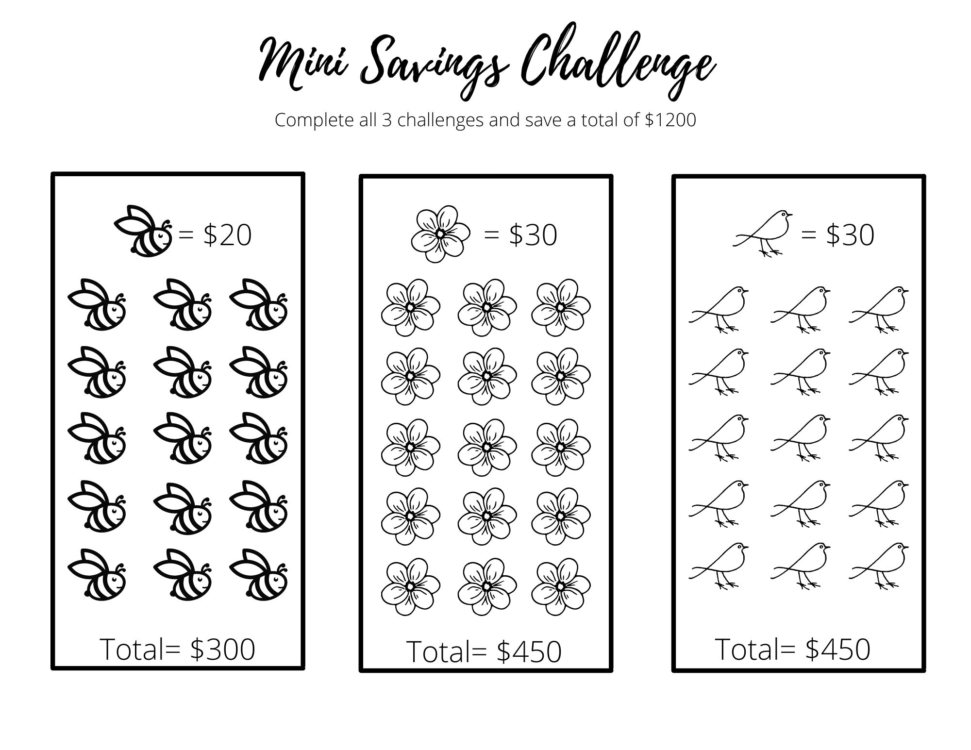 Mini Savings Challenge Free Printable
