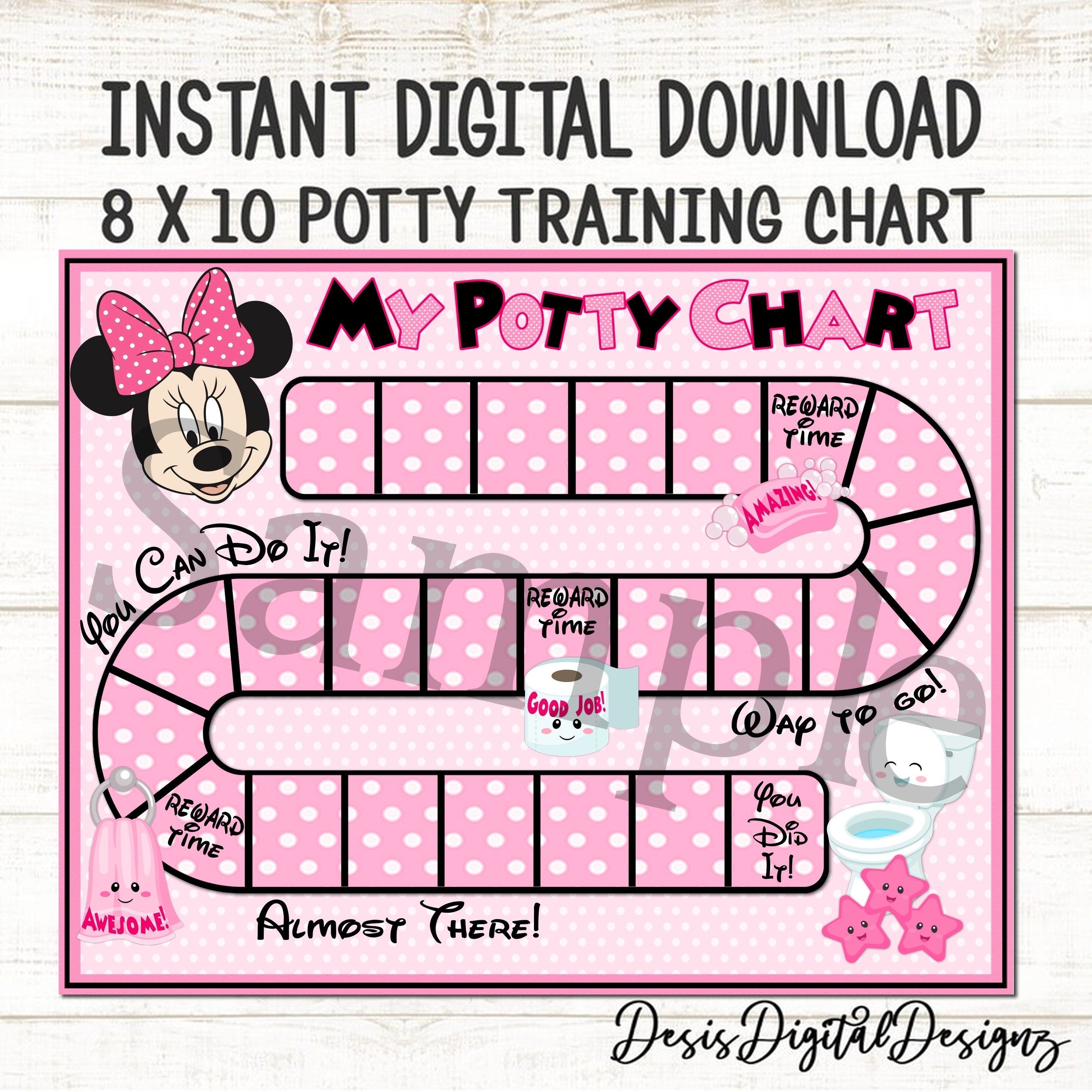 Minnie Mouse Potty Chart Minnie Mouse Potty Training Chart Reward Chart Potty Training Printable Potty Training Tips Digital Download Chart Etsy